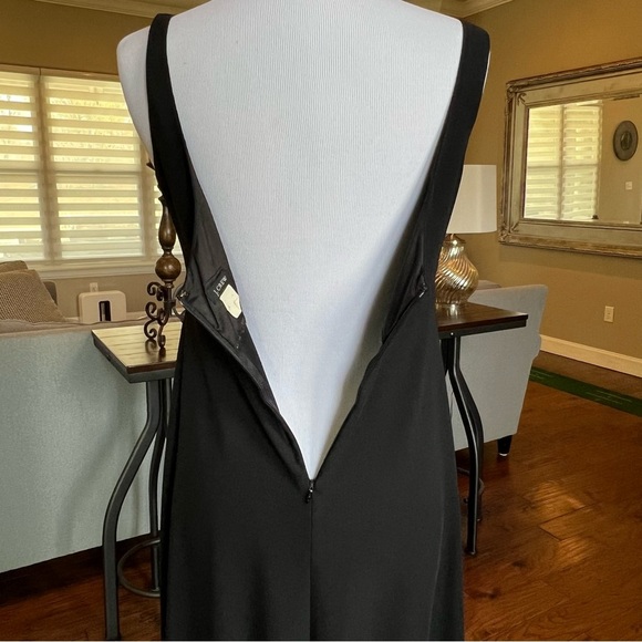 Y2K J.Crew Black Midi Dress V-Front & Back size 6 8 M Fit & Flare - Picture 8 of 15